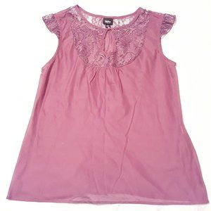 3/$25 Purple Cotton Sheer Lace Accent Sleeveless Top, Woman Small
